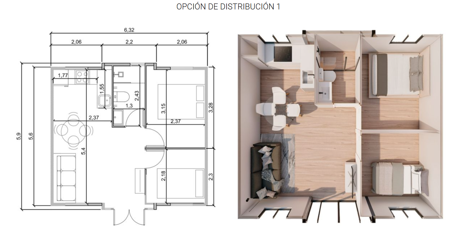 Plano de distribucion Kasas: Opción 1