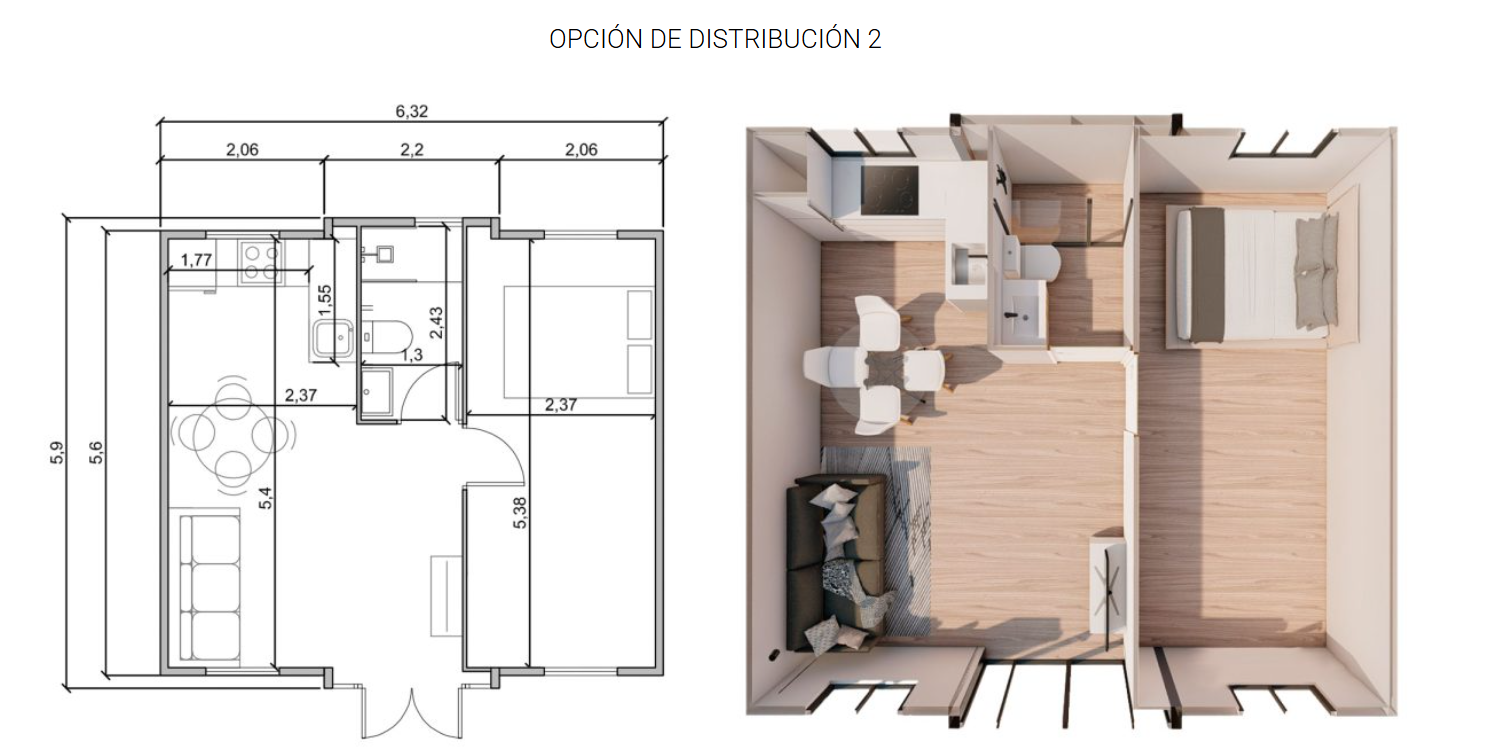 Plano de distribucion Kasas: Opción 2