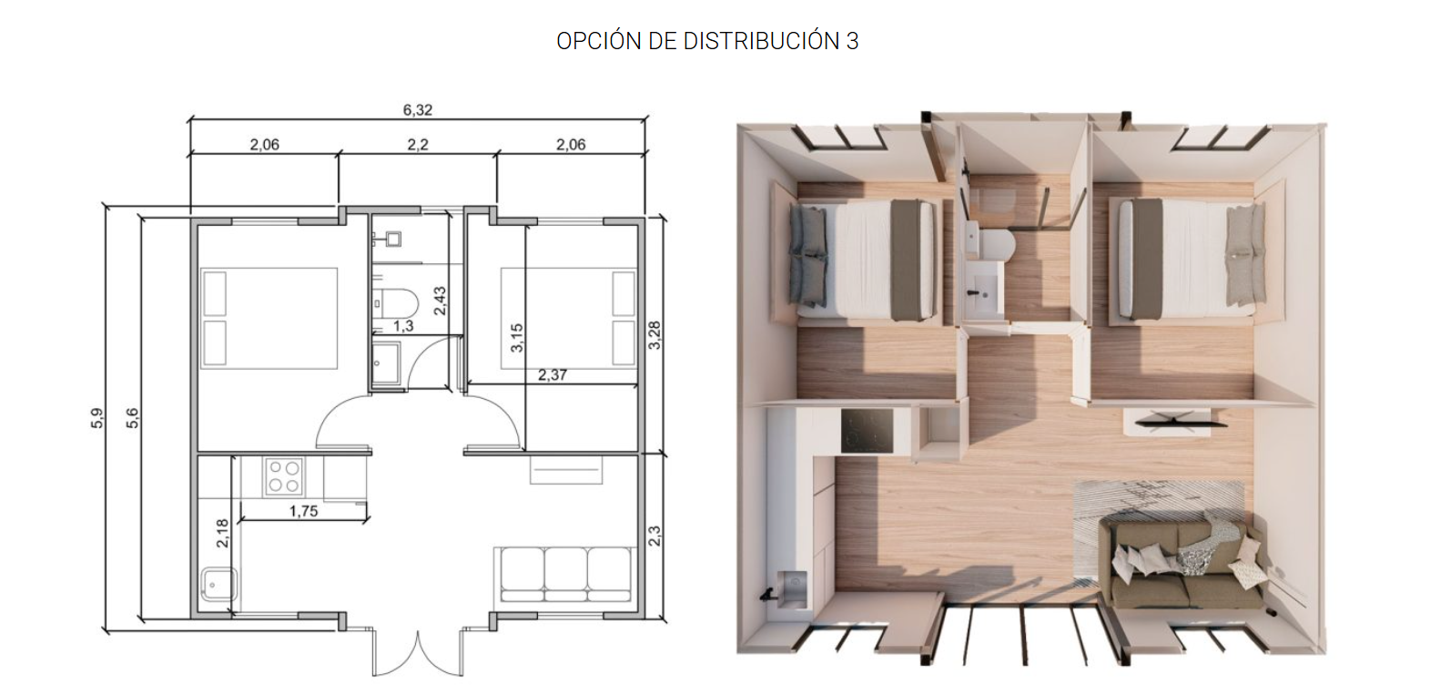Plano de distribucion Kasas: Opción 3